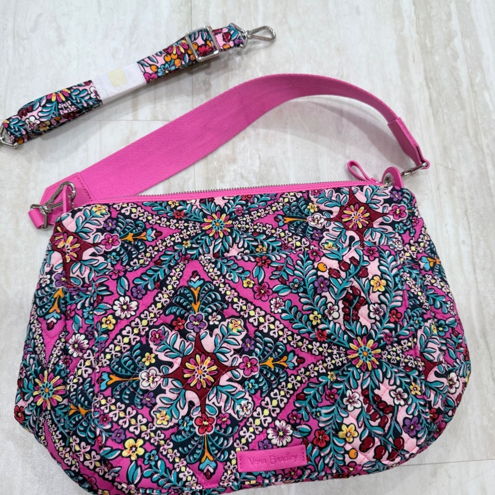 Vera Bradley Pink Floral Quilted Cotton Shoulder Bag Crossbody Handbag NWOT - Picture 8 of 8